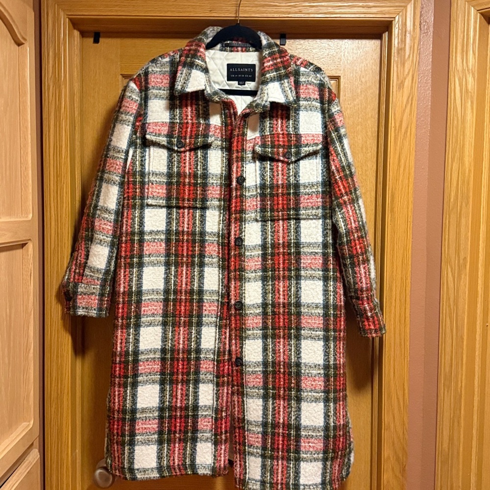 All Saints Nia Plaid Women's Coat size 10 tartan plaid - Picture 4 of 5
